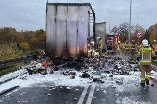 Spłonęła ciężarówka przewożąca zabawki 