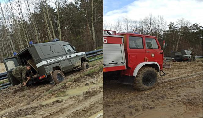 W Parszowie patrol saperski ugrzązł w błocie