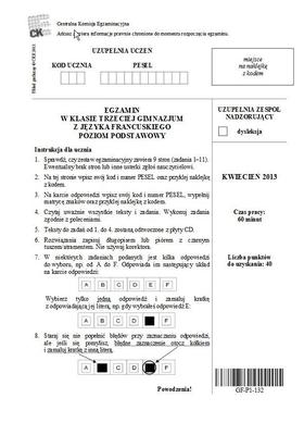 Egzamin gimnazjalny z języka francuskiego poziom podstawowy - zobacz arkusze, pytania i odpowiedzi.