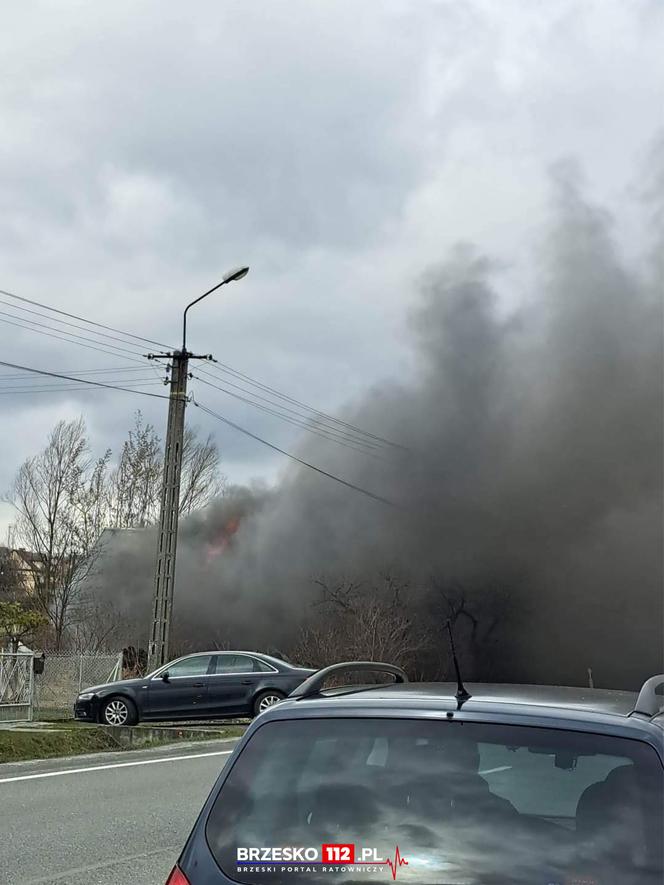 Pożar starego domu w Uszwi