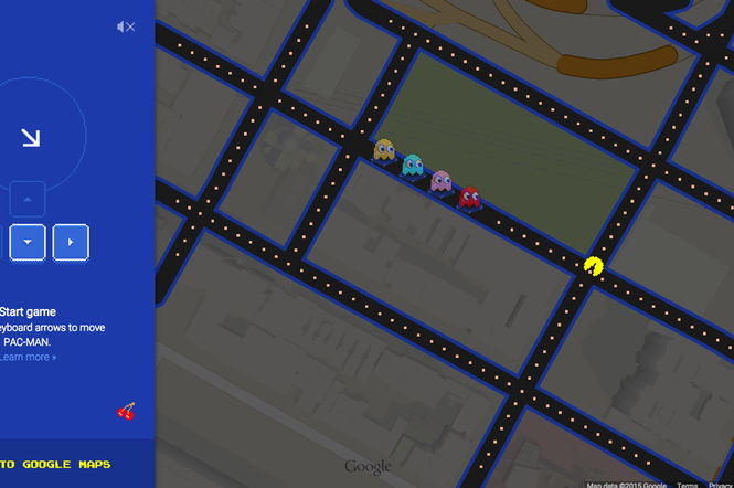 PacMan na Google Maps