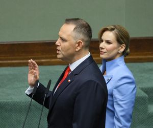 Marta Nawrocka cała na niebiesko zachwyciła w Sejmie  