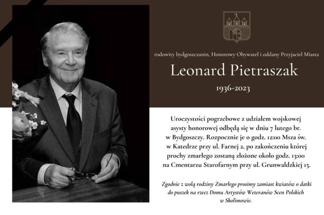 Leonard Pietraszak zostanie pochowany we wtorek w Bydgoszczy