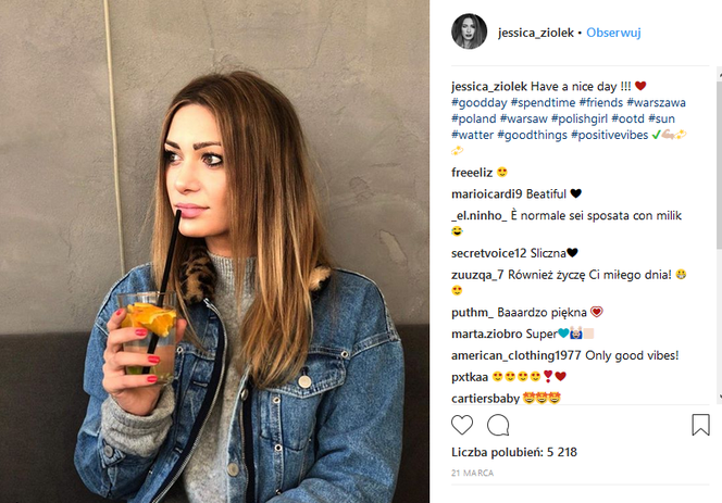 Jessica Ziółek na Instagramie