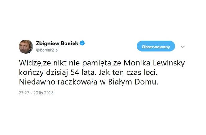 Wpis Zbigniewa Bońka o Monice Lewinsky