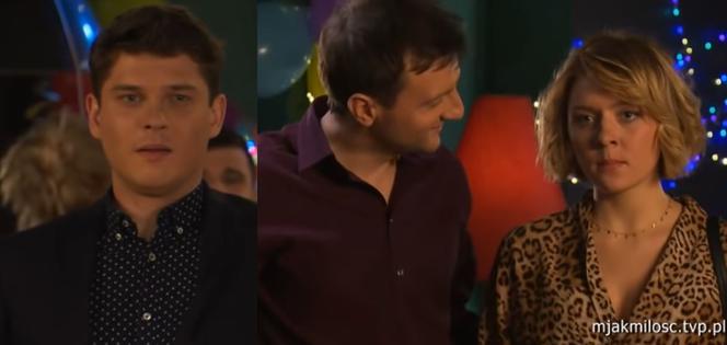 M jak miłość odc. 1439. Ula (Iga Krefft), Bartek (Arkadiusz Smoleński), Janek (Tomas Kollarik)