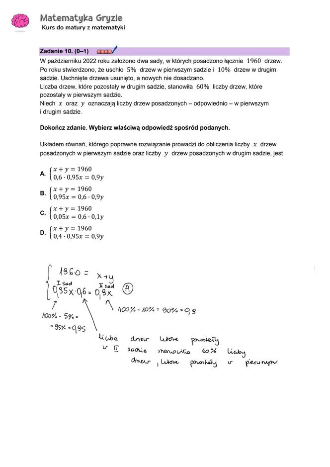 Matura z matematyki 2024 - ODPOWIEDŹ - ZADANIE 10