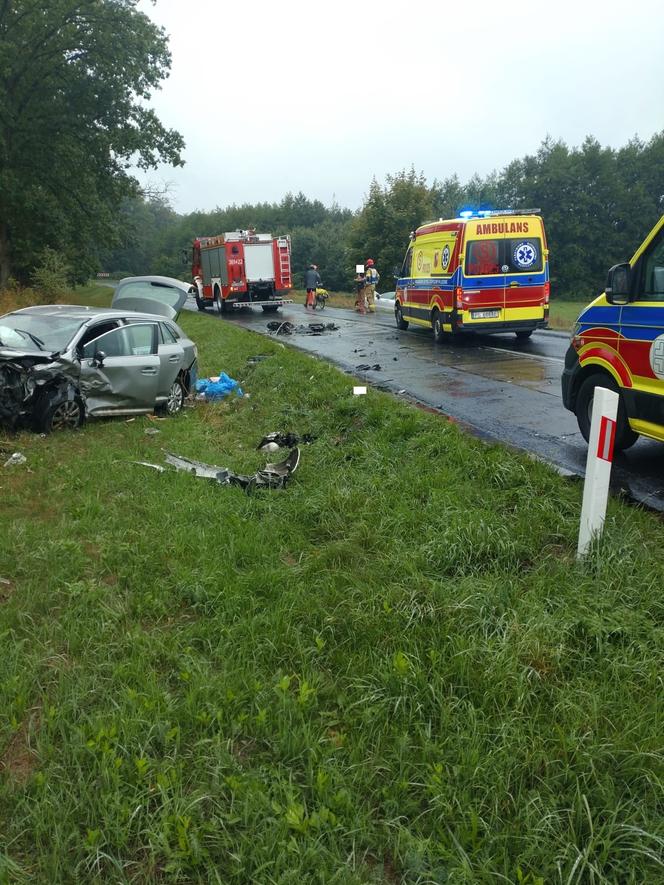Policja wyjaśnia okoliczności wypadku koło Henrykowa. Czołowo zderzyły się dwa samochody