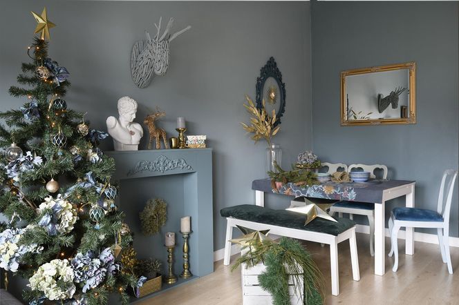 Boże Narodzenie u projektantki wnętrz. Złoto i niebieskości