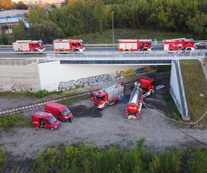 Pożar dzikiego wysypiska śmieci w Dąbrowie Górniczej