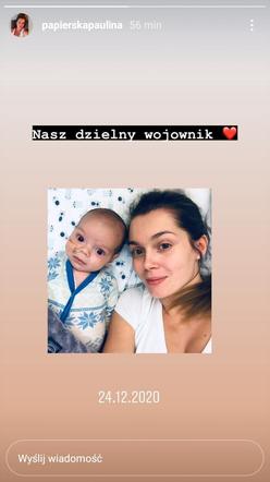 Paulina Papierska z synkiem w szpitalu