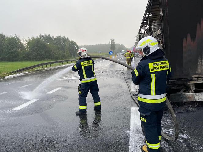 Pożar ciężarówki na DK 10 w Makowiskach [ZDJĘCIA]