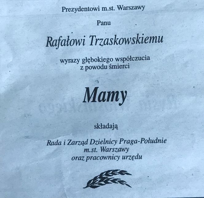 Trzaskowski nekrologi