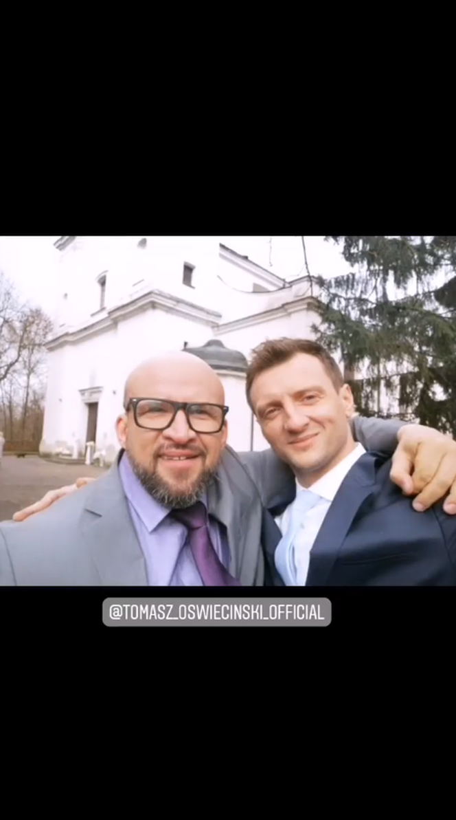 Ślub Uli  i Bartka w "M jak miłość" - kulisy, Bartek (Arkadiusz Smoleński), Andrzejek (Tomasz Oświeciński)