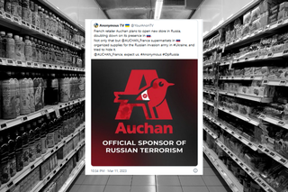  Auchan panuje otworzyć w Rosji nowy sklep. Hakerzy Anonymous stworzyli dla sieci nowe logo 