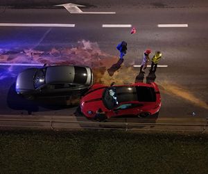 Koszmar na Wale Miedzeszyńskim! Rozbite Porsche za 700 tysięcy złotych!