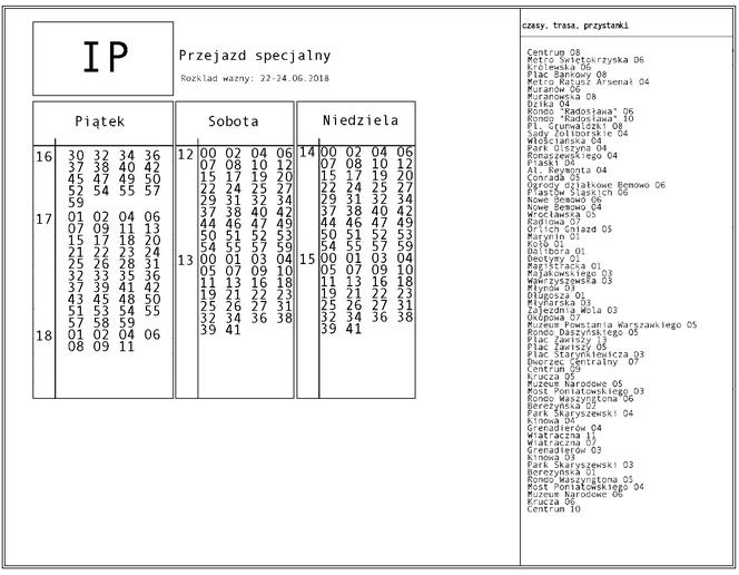 Rozkład jazdy Interwencji Pasażerskiej