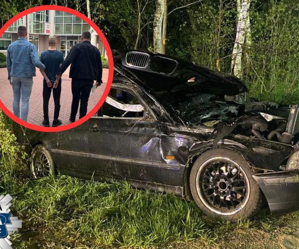 Kompletnie pijany 21-latek wsiadł do BMW. Auto roztrzaskał w przydrożnym rowie, jego pasażer zginął