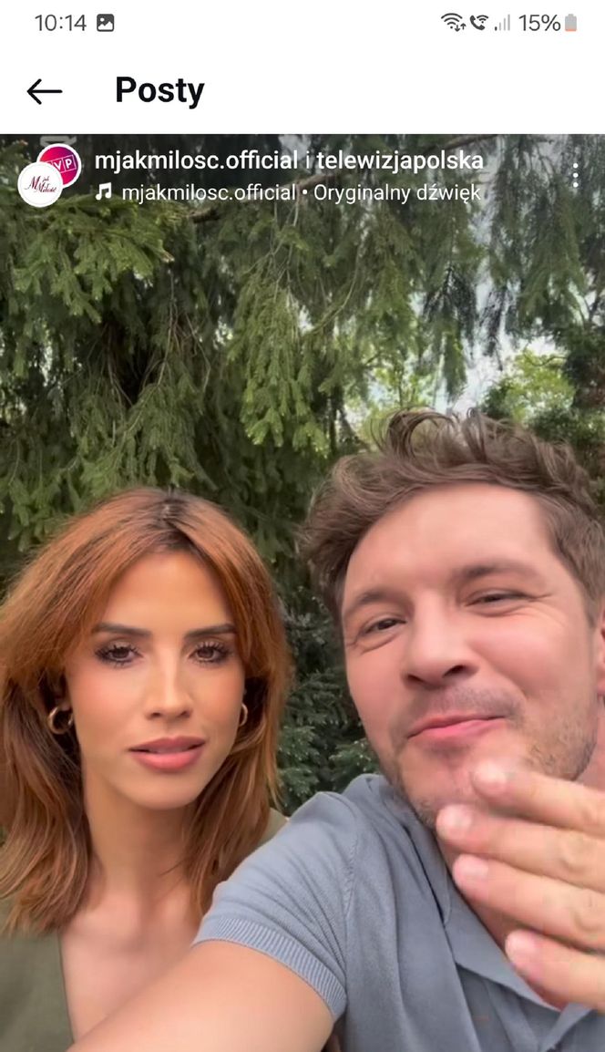 M jak miłość nowy sezon. Kama (Michalina Sosna), Marcin (Mikołaj Roznerski) na planie