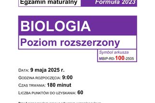 Matura 2025: biologia 9.05.2025. Arkusze CKE i odpowiedzi [Formuła 2023]