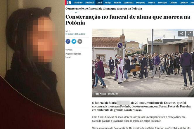 Pogrzeb 20-letniej studentki z Portugalii, która zginęła w Warszawie
