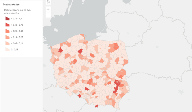 Liczba zakażeń w Polsce - 13.09.2021