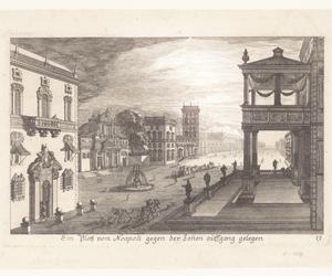 Plac w Neapolu, rytował Melchior Küsel wg rysunku Johanna Wilhelma Baura