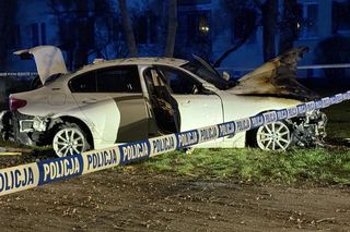 Policyjny pościg ulicami Warszawy. BMW w płomieniach 