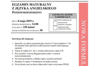 Matura 2019, język angielski poziom rozrzeszony