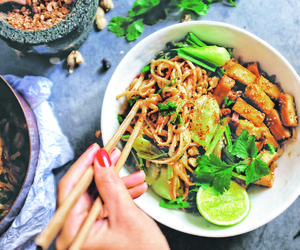 Makaron udon z tofu i warzywami