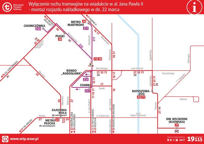 Żoliborz i Bielany odcięte od tramwaju Remont torowiska na wiadukcie 