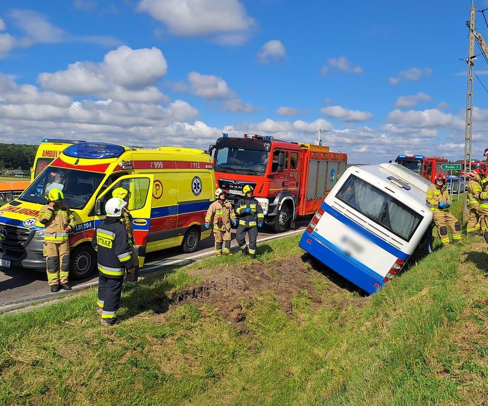 Powiat kraśnicki. Autobus wpadł do rowu. Pojazdem podróżowało ponad 20 dzieci 