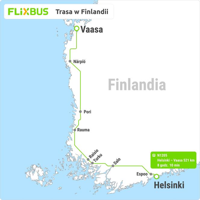 Finlandia, nowy kierunek FlixBusa z Polski