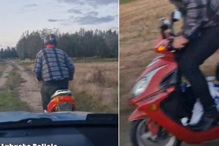 Pościg za motorowerzystą niedaleko Wschowy w lubuskim. Uciekał nawet na stojąco [FILM]