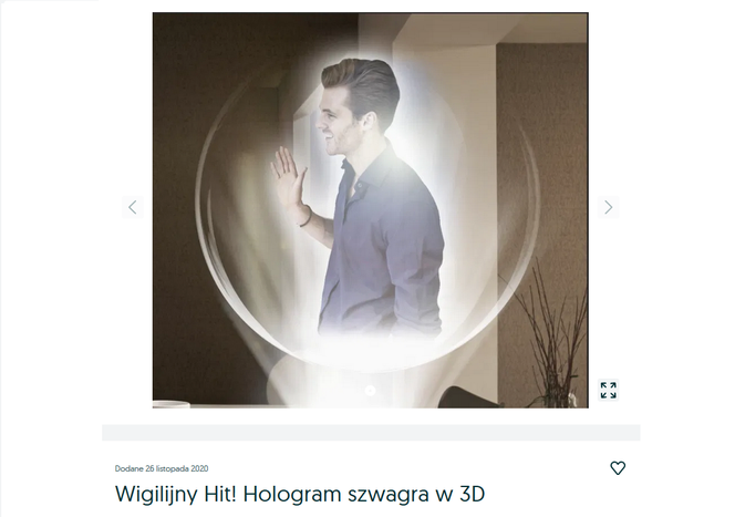 W sieci pojawił się hologram szwagra w 3D. To hit tegorocznej Wigilii!