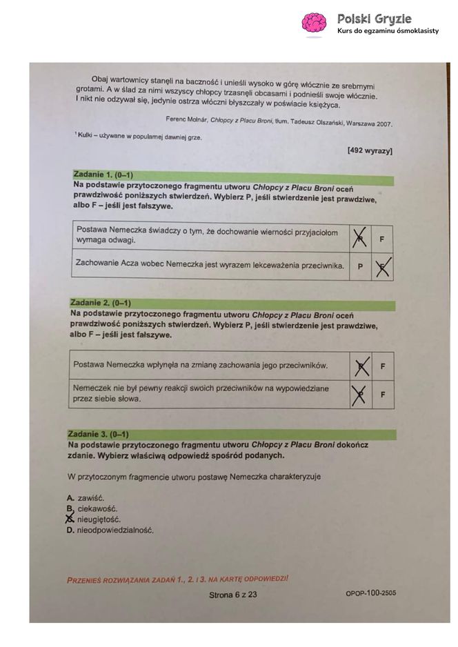 Egzamin ósmoklasisty 2025 - polski