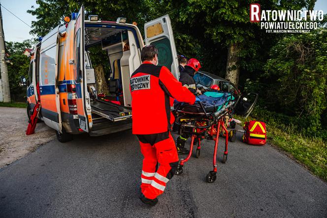 Poważny wypadek w Sędkach. Nietrzeźwi wjechali w drzewo [ZDJĘCIA]