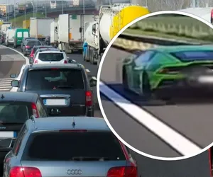 A4 jak tor wyścigowy. Kierowca lamborghini szaleje