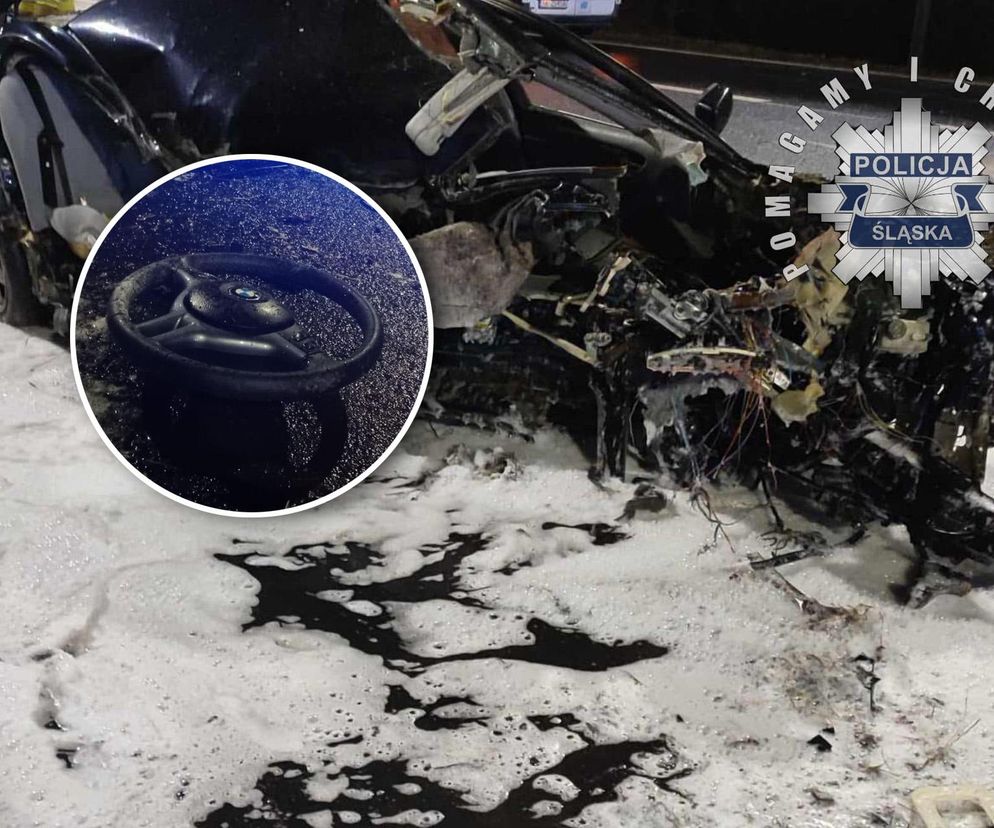 Z BMW została miazga! Zginęła pasażerka. 20-latek stracił panowanie nad autem. Horror w Tychach
