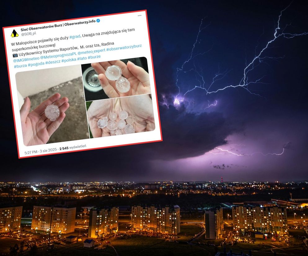 Nawałnice z gradem przeszły nad Małopolską. W regionie grad był wielkości piłek golfowych