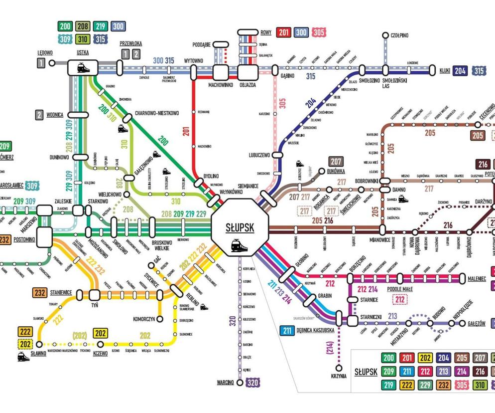 Mapa autobusowych linii powiatowych 