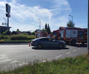 Zderzenie dwóch ciężarówek na Rondzie Gronowo w Lesznie 