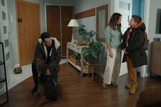 Barwy szczęścia, odcinek 3183. Mariusz (Rafał Cieszyński), Kasia (Katarzyna Glinka), Ksawery (Bartosz Gruchot)