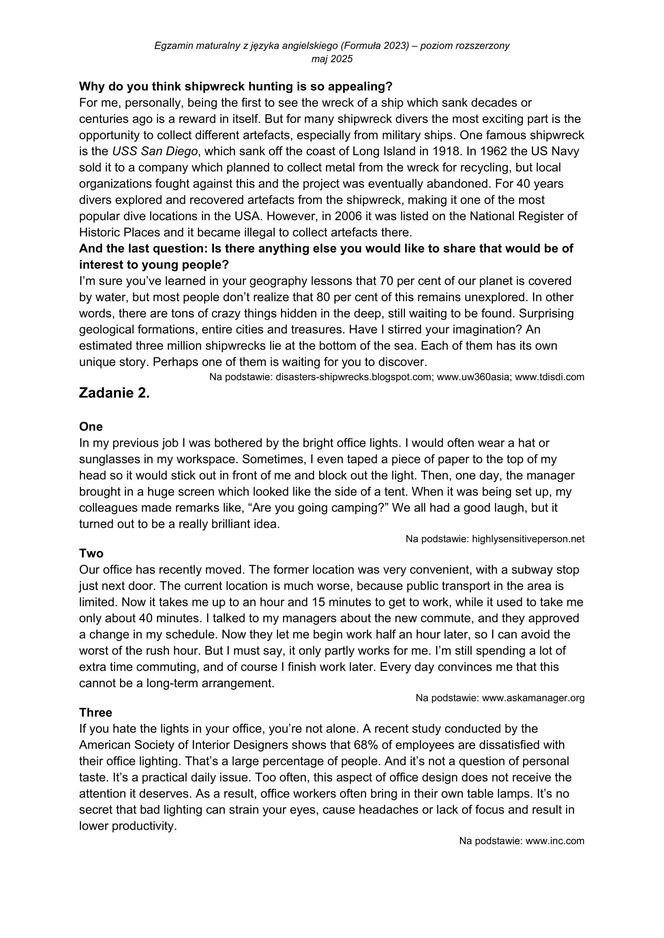 Matura 2025 angielski rozszerzony: ODPOWIEDZI do wszystkich zadań, gotowe rozwiązania matury z angielskiego - Formuła 2023 [8.05.2025]