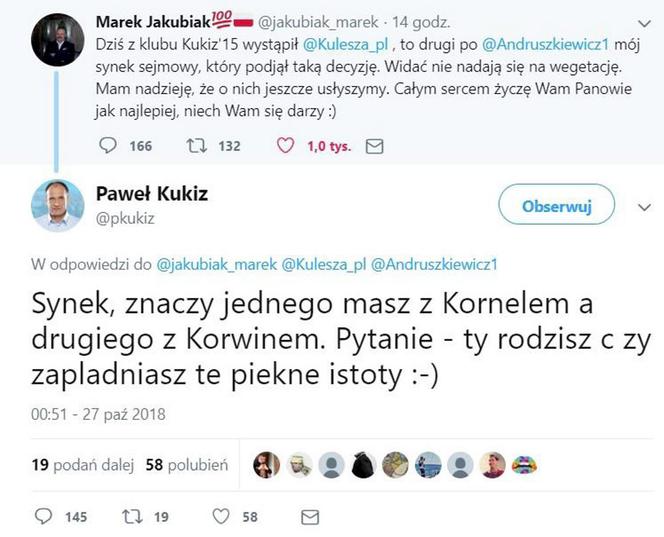 Kukiz popłynął i straci władzę