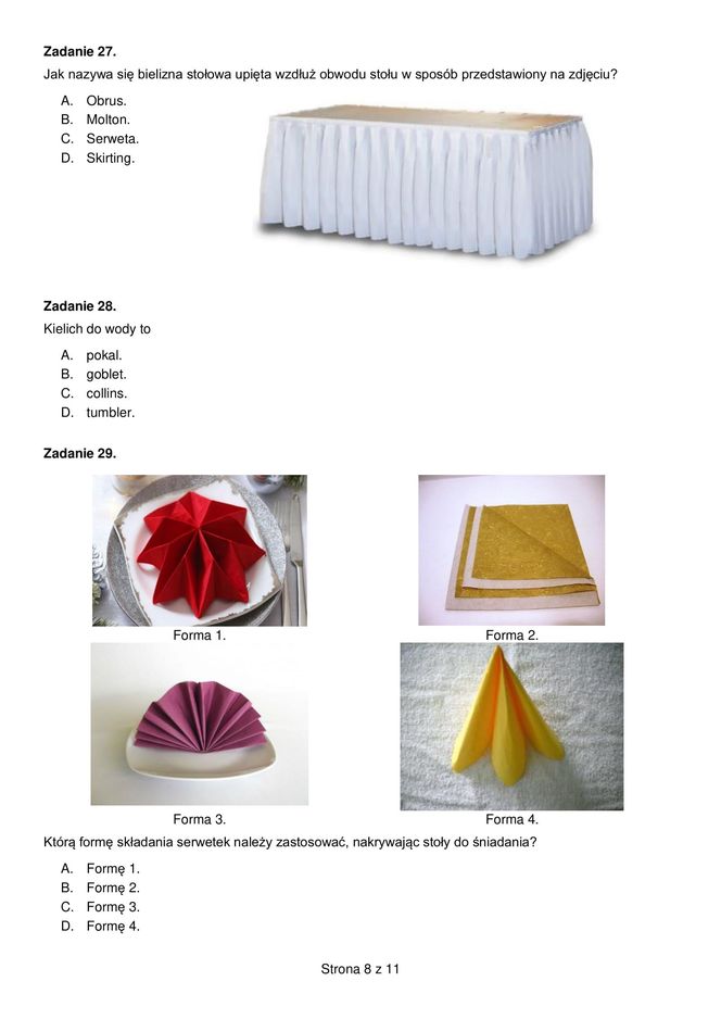 Egzamin zawodowy technik hotelarstwa - przykładowe zadania. Nazwa kwalifikacji: Obsługa gości w obiekcie świadczącym usługi hotelarskie