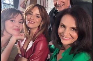 M jak miłość na planie. Kama (Michalina Sosna), Ania (Alina Szczegielniak), Erwin (Andrzej Dopierała), Aleksandra (Małgorzata Pieczyńska)