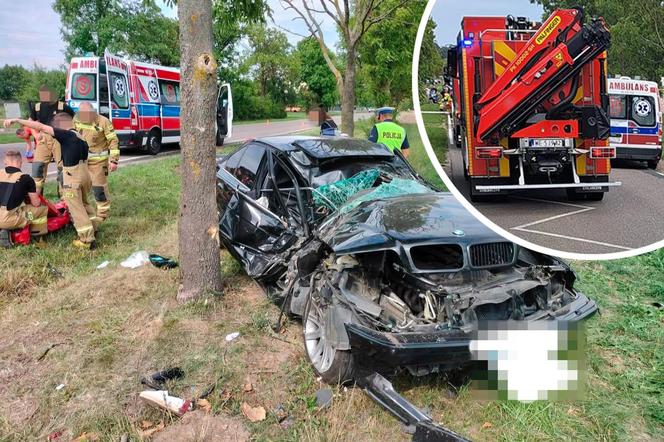 Auto 39-latki huknęło w drzewo i zmieniło się w kupę pogiętego złomu. Tragiczny wypadek w Zygmuntowie