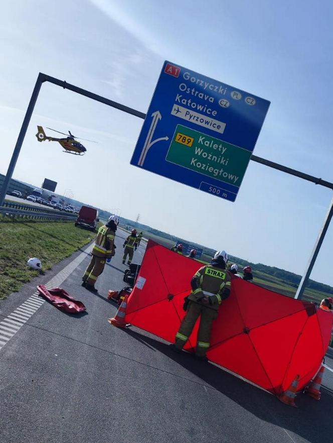 Wypadek na A1, motocyklista nie żyje. Kierowcy utknęli w potężnym, wielogodzinnym korku