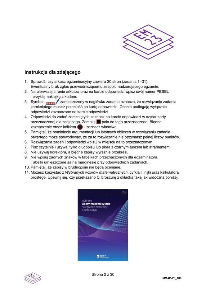 Matura 2024: matematyka. Arkusze CKE i odpowiedzi. Poziom podstawowy [Formuła 2023]